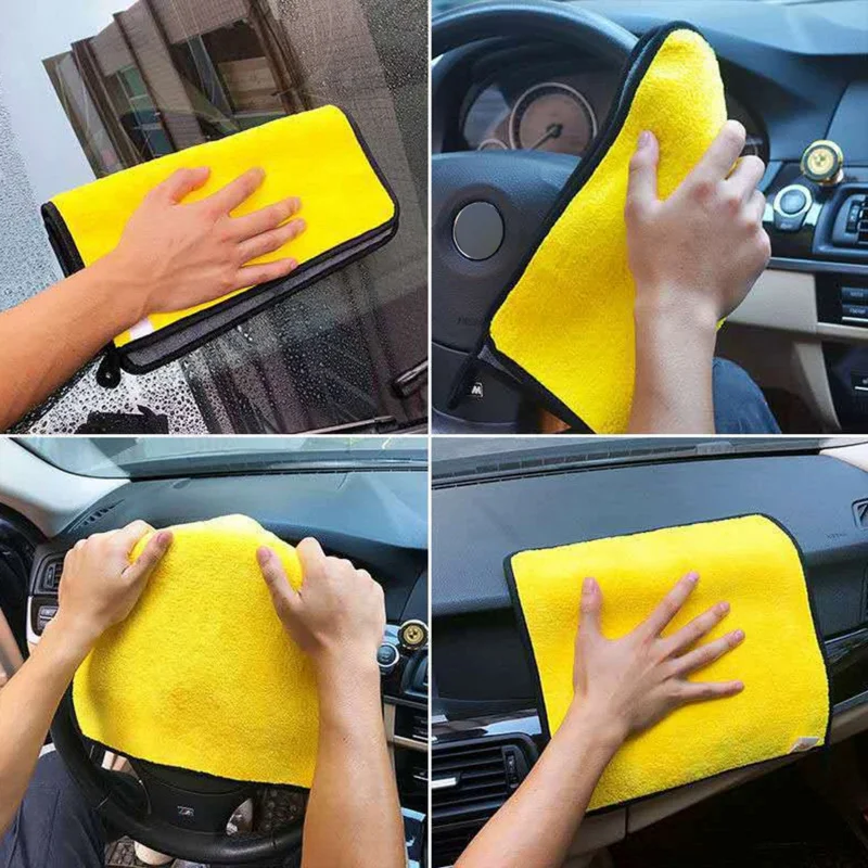 Car Wash Towels Cleaning Cloth Absorbent Dry Cloth General Purpose Microfiber Towel Thickened Yellow 30/40/60cm thumbnail 3