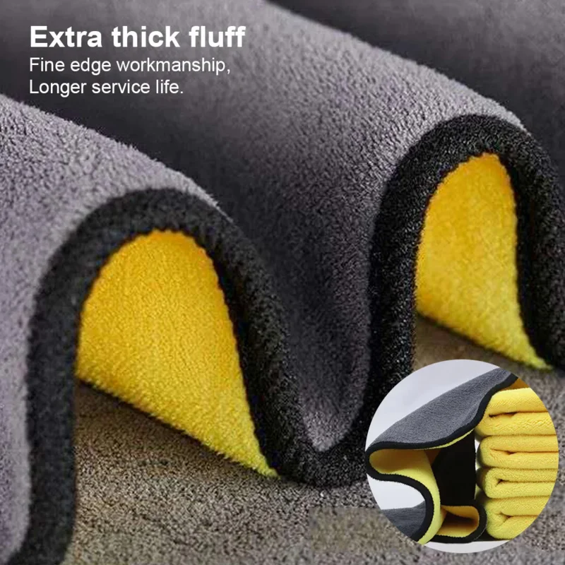 Car Wash Towels Cleaning Cloth Absorbent Dry Cloth General Purpose Microfiber Towel Thickened Yellow 30/40/60cm thumbnail 5