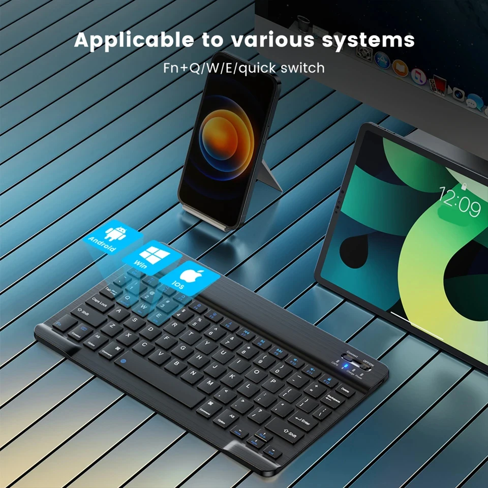Spanish French Bluetooth Wireless Keyboard Azerty Russian For iPad Mac PC Tablet Cell Phone Laptop And Mouse Mini With N Gamer thumbnail 3