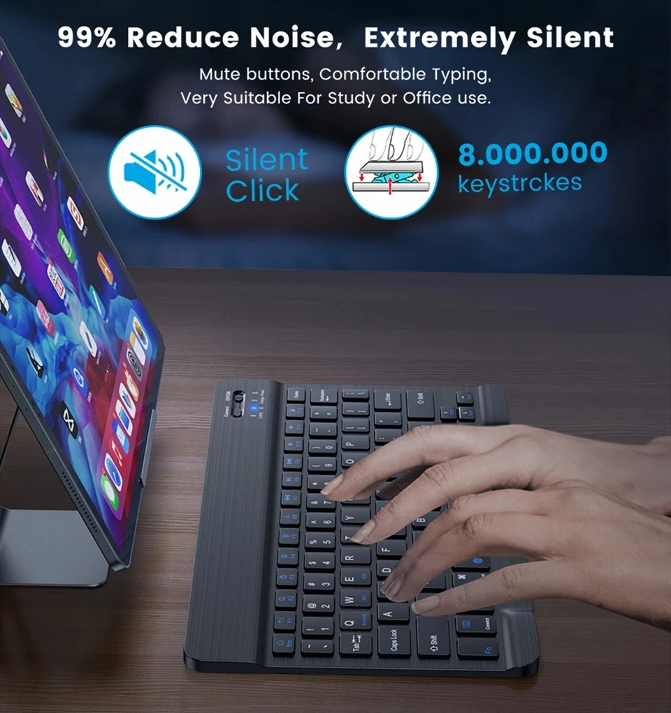 Spanish French Bluetooth Wireless Keyboard Azerty Russian For iPad Mac PC Tablet Cell Phone Laptop And Mouse Mini With N Gamer thumbnail 5