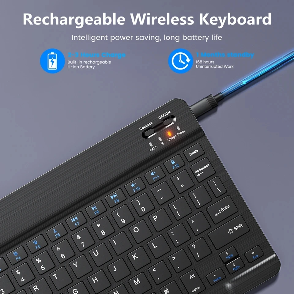 Spanish French Bluetooth Wireless Keyboard Azerty Russian For iPad Mac PC Tablet Cell Phone Laptop And Mouse Mini With N Gamer thumbnail 4