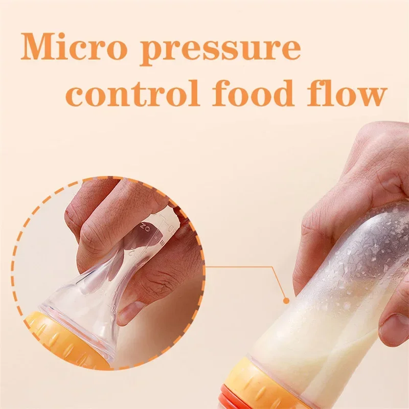 Safe Useful Silicone Baby Bottle With Spoon Food Supplement Rice Cereal Bottles Squeeze Spoon Milk Feeding Bottle Cup thumbnail 4