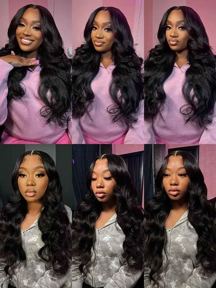 250 Density Human Hair HD 13x6 Body Wave Lace Frontal Wig 30 40 Inch 13x4 Lace Front Wigs 5x5 Closure Glueless Loose Water Black thumbnail 4