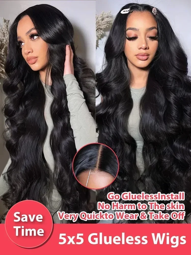 250 Density Human Hair HD 13x6 Body Wave Lace Frontal Wig 30 40 Inch 13x4 Lace Front Wigs 5x5 Closure Glueless Loose Water Black thumbnail 5