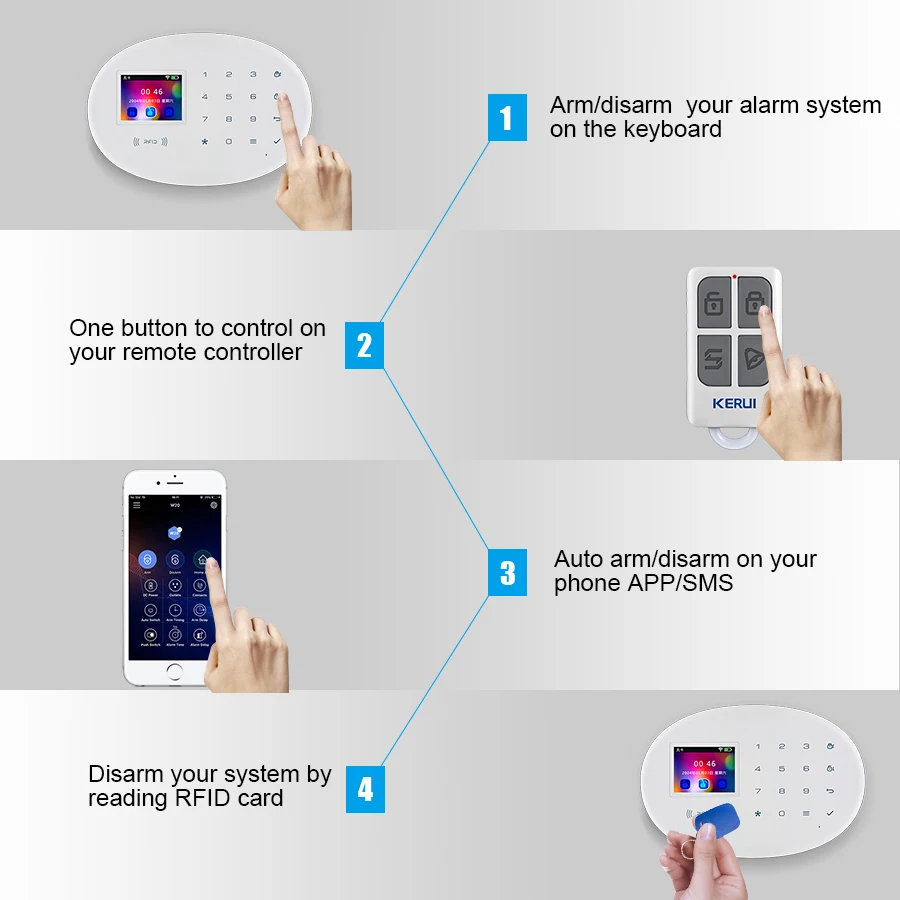 KERUI Tuya WIFI GSM Alarm System Smart Home Security Buglar RFID APP Wireless Motion Sensor Detector Sistema de alarma thumbnail 5