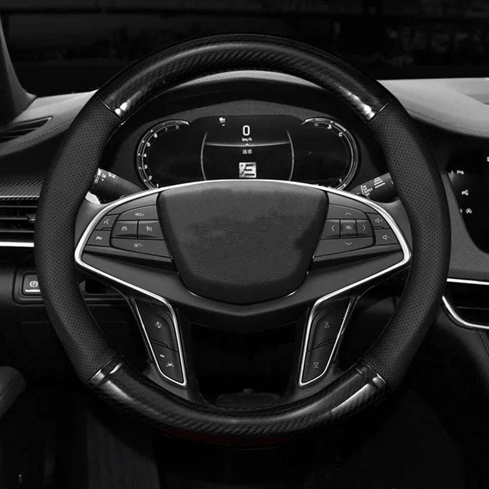 Universal Car Steering Wheel Cover Carbon Fiber Leather Three-dimensional Anti Slip, Timple And Fashionable Car Accessories thumbnail 4
