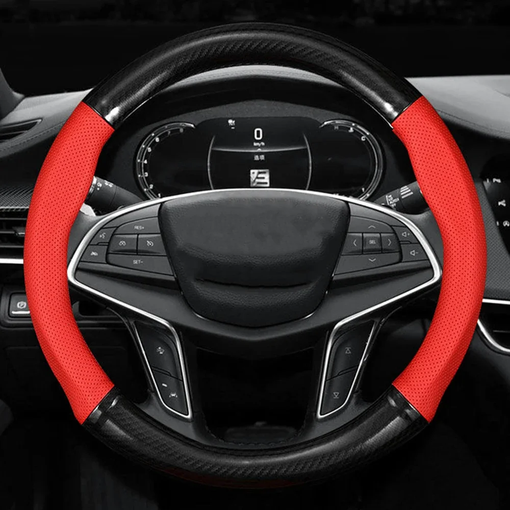 Universal Car Steering Wheel Cover Carbon Fiber Leather Three-dimensional Anti Slip, Timple And Fashionable Car Accessories thumbnail 5