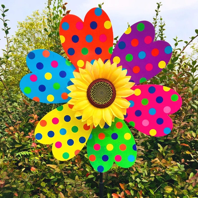 Sunflower Windmill Rotating Sunflower Wind Spinner Stake Standing Lawn Flower Pinwheel Outdoor Party Garden Yard Picnic Decor thumbnail 2