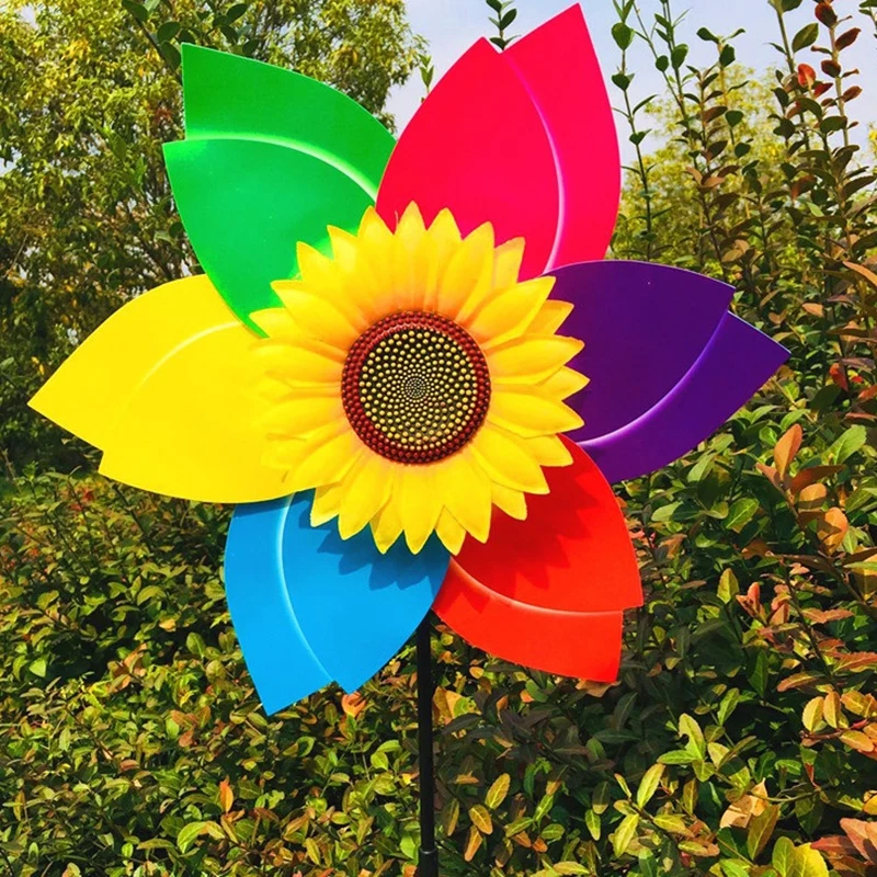 Sunflower Windmill Rotating Sunflower Wind Spinner Stake Standing Lawn Flower Pinwheel Outdoor Party Garden Yard Picnic Decor thumbnail 5