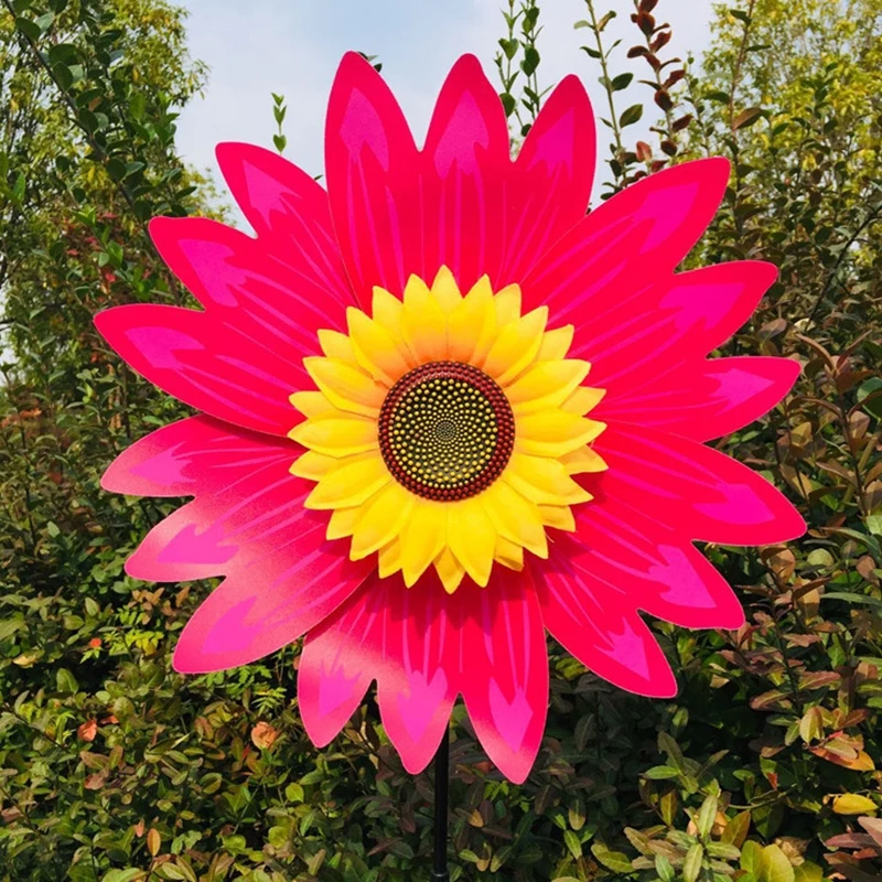 Sunflower Windmill Rotating Sunflower Wind Spinner Stake Standing Lawn Flower Pinwheel Outdoor Party Garden Yard Picnic Decor thumbnail 4