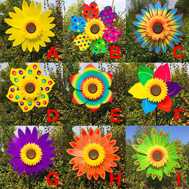 Sunflower Windmill Rotating Sunflower Wind Spinner Stake Standing Lawn Flower Pinwheel Outdoor Party Garden Yard Picnic Decor thumbnail 6