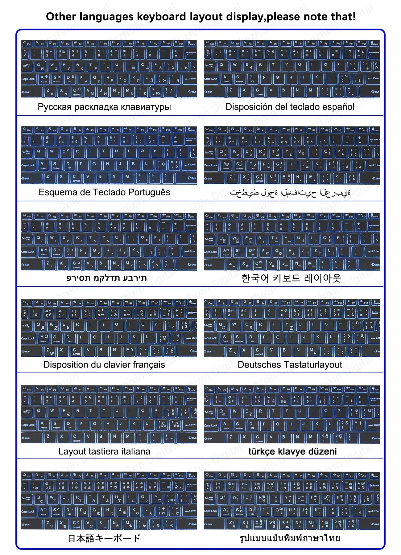 Mini Backlit RGB 10inch Bluetooth Keyboard Wireless mouse Rechargeable for Spanish Russian Hebrew Korean French Arabic Portugal thumbnail 6
