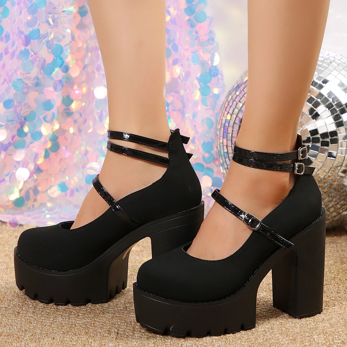 High Heels Women Mary Janes Shoes Woman Platform Fashion Sandals Women Summer New Dress Lolita Shoes Chunky Pumps Zapatos Mujer thumbnail 6