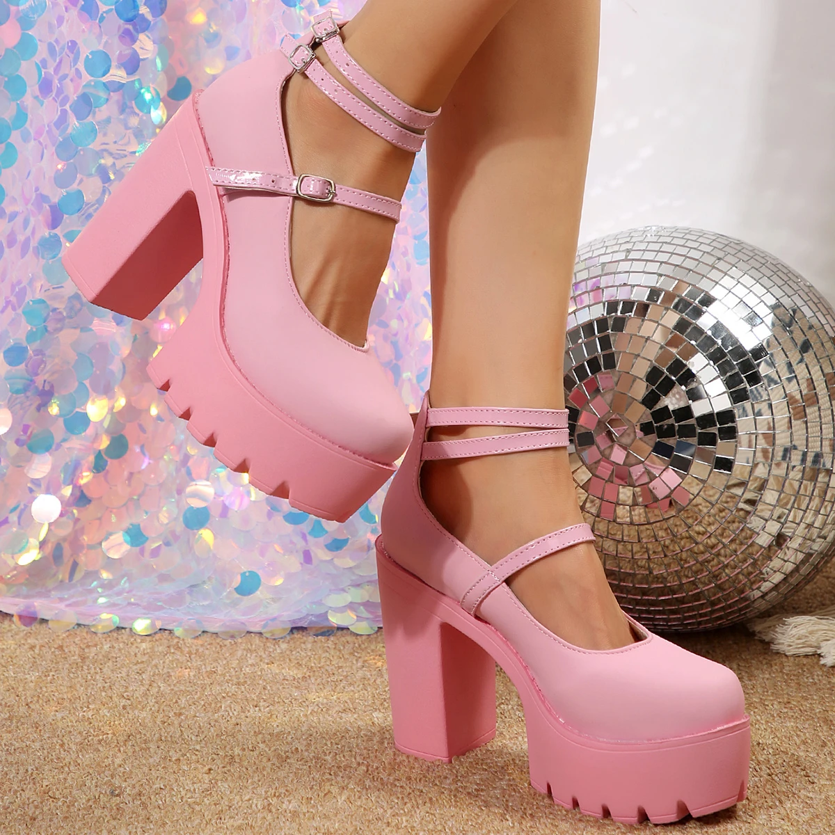 High Heels Women Mary Janes Shoes Woman Platform Fashion Sandals Women Summer New Dress Lolita Shoes Chunky Pumps Zapatos Mujer thumbnail 5