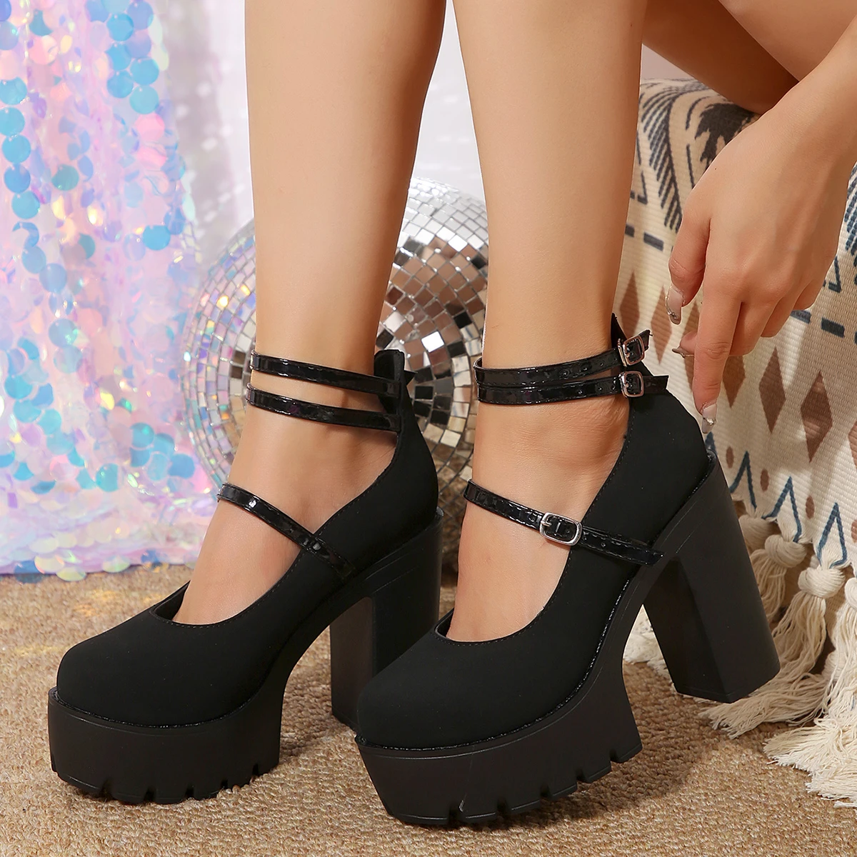 High Heels Women Mary Janes Shoes Woman Platform Fashion Sandals Women Summer New Dress Lolita Shoes Chunky Pumps Zapatos Mujer thumbnail 3