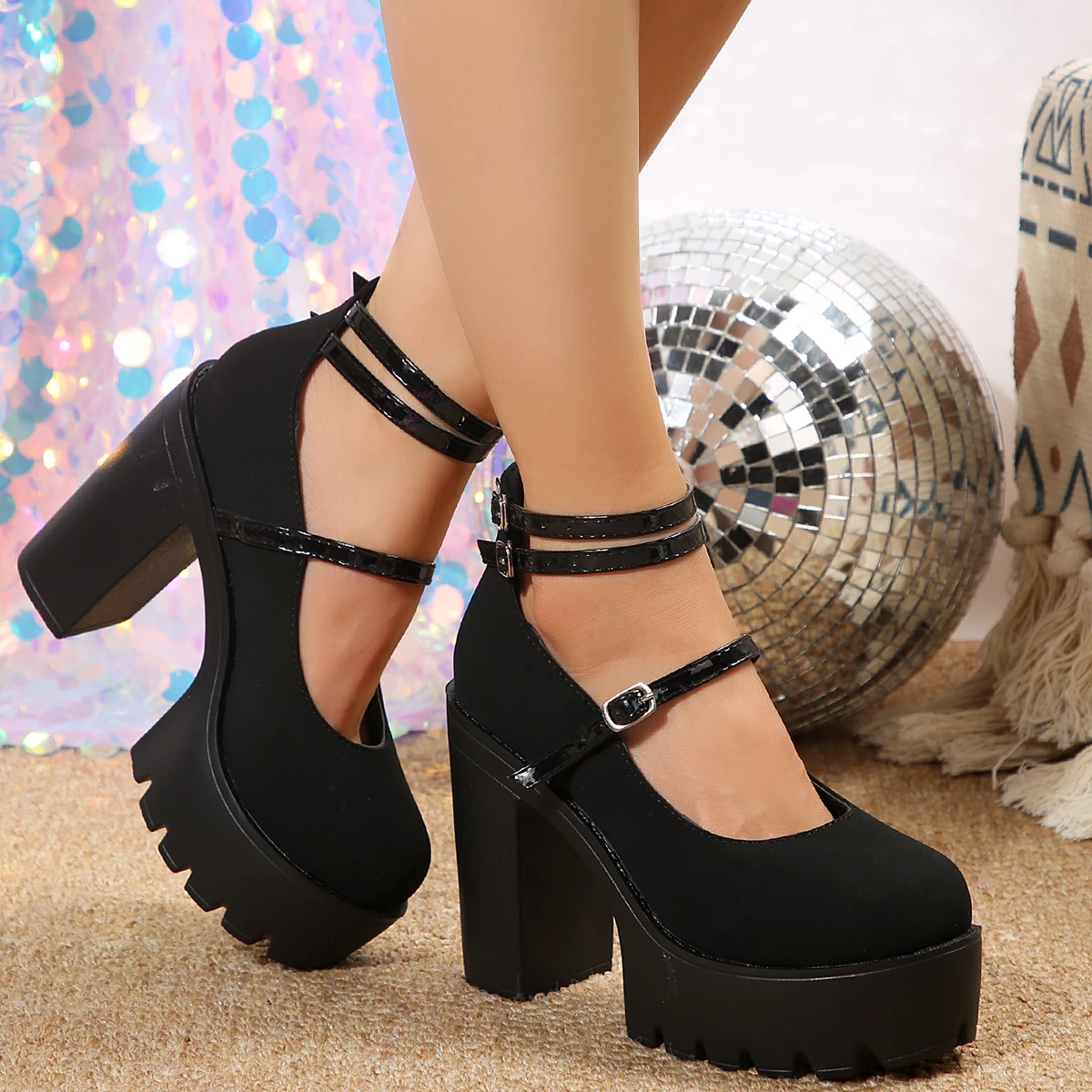 High Heels Women Mary Janes Shoes Woman Platform Fashion Sandals Women Summer New Dress Lolita Shoes Chunky Pumps Zapatos Mujer thumbnail 4