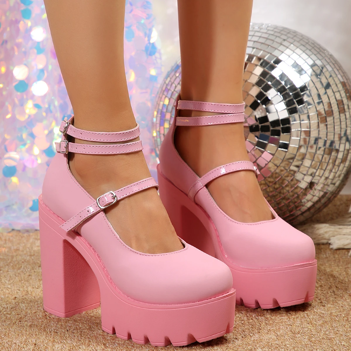 High Heels Women Mary Janes Shoes Woman Platform Fashion Sandals Women Summer New Dress Lolita Shoes Chunky Pumps Zapatos Mujer thumbnail 2