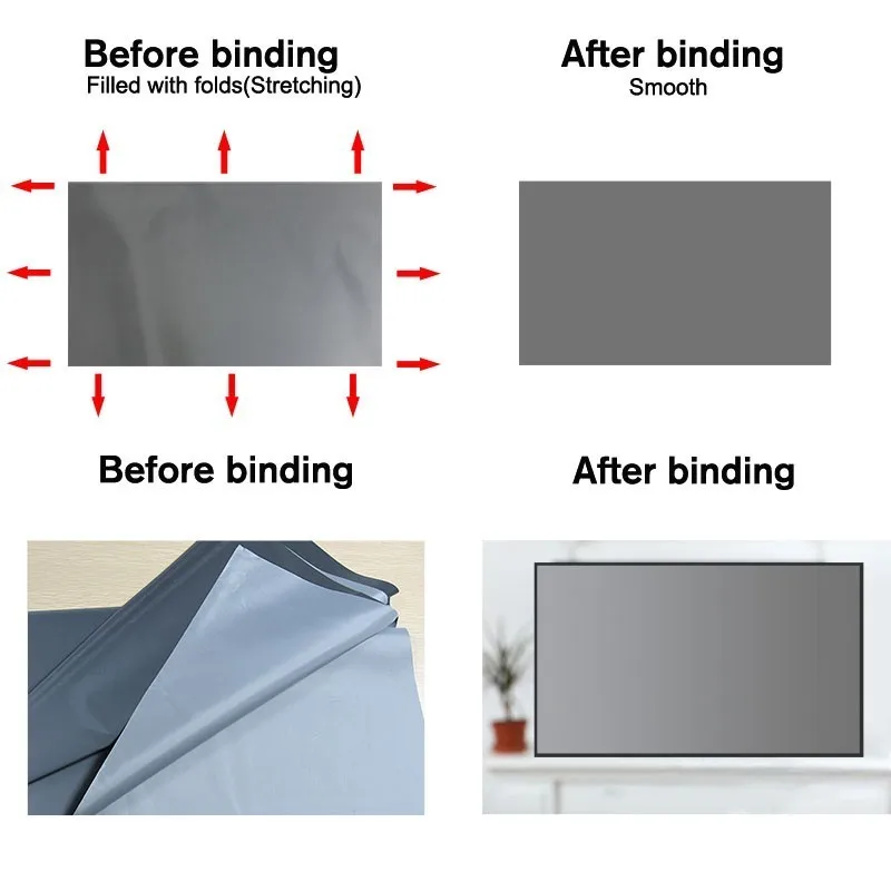 Everycom Projector Screen Reflective Enhance Brightness 60 100 120inch Fabric Cloth Projection Screen Portable for all Projector thumbnail 4