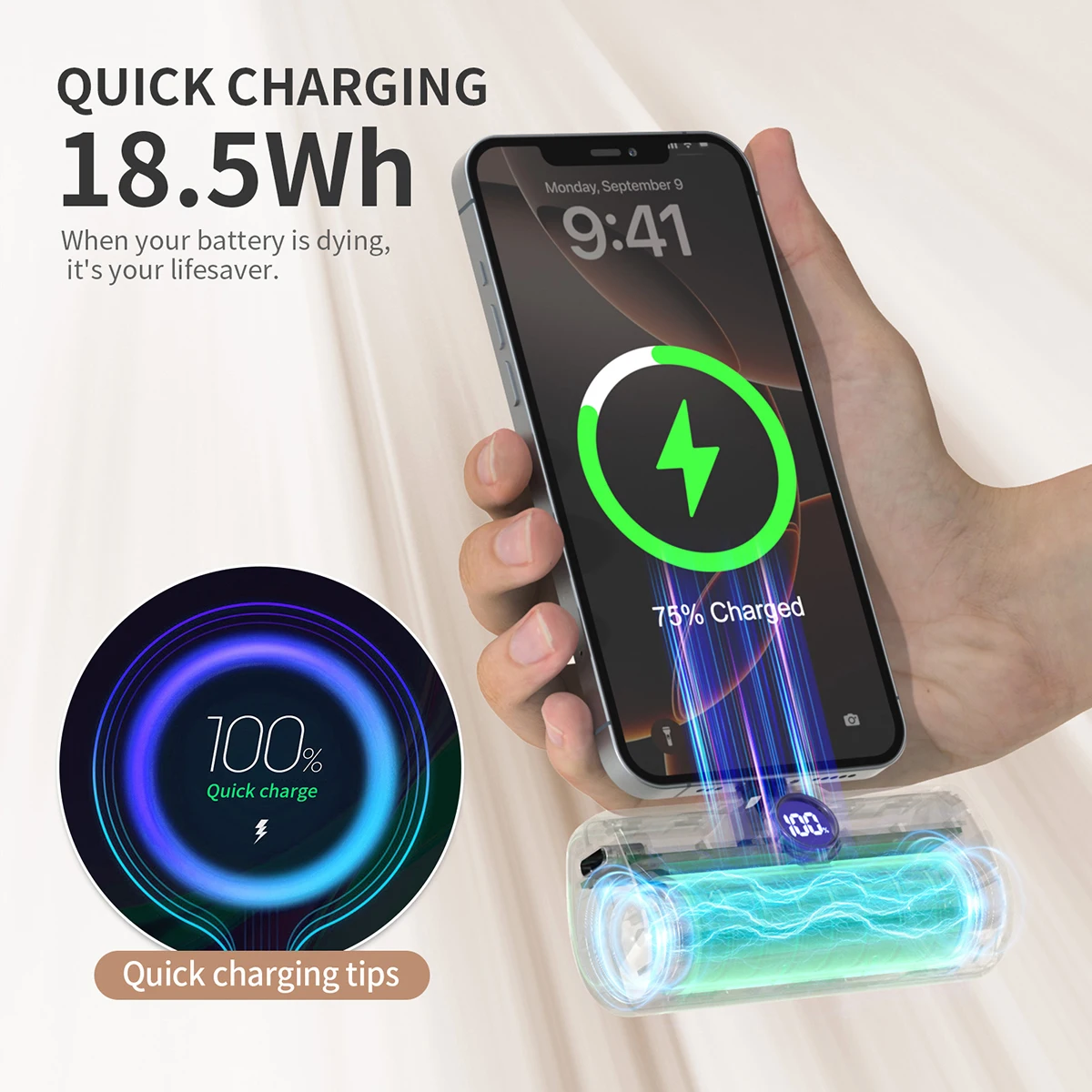 Fast Charging Power Bank Portable Charger External Battery for iPhone Samsung Huawei Xiaomi HONOR 5000mAh Type C or Lightning thumbnail 2