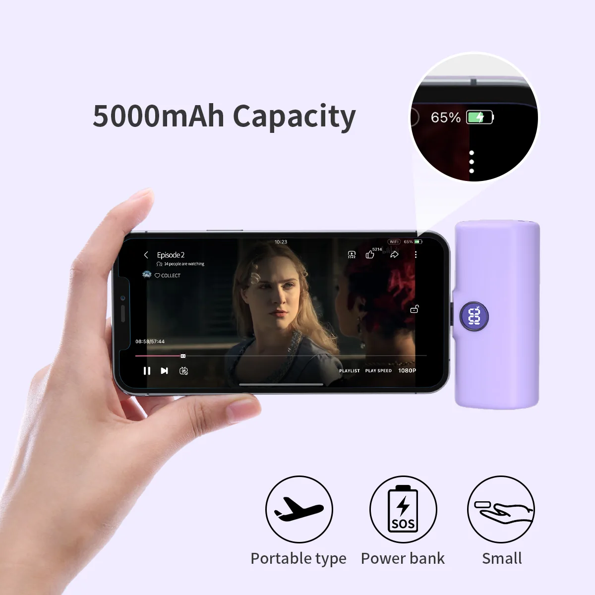 Fast Charging Power Bank Portable Charger External Battery for iPhone Samsung Huawei Xiaomi HONOR 5000mAh Type C or Lightning thumbnail 4