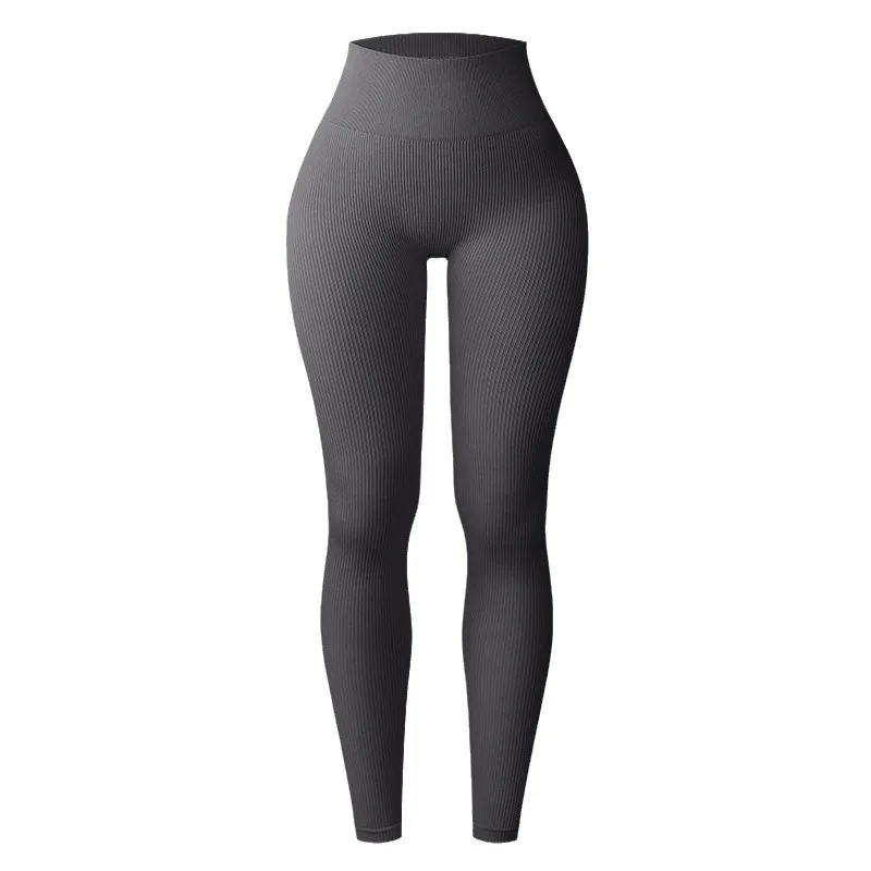 Thread Solid Leggings Women Seamless Knit Yoga Pants High Waist Hip Liftting Tights Fashion Slim Workout Running Sports Leggings thumbnail 6