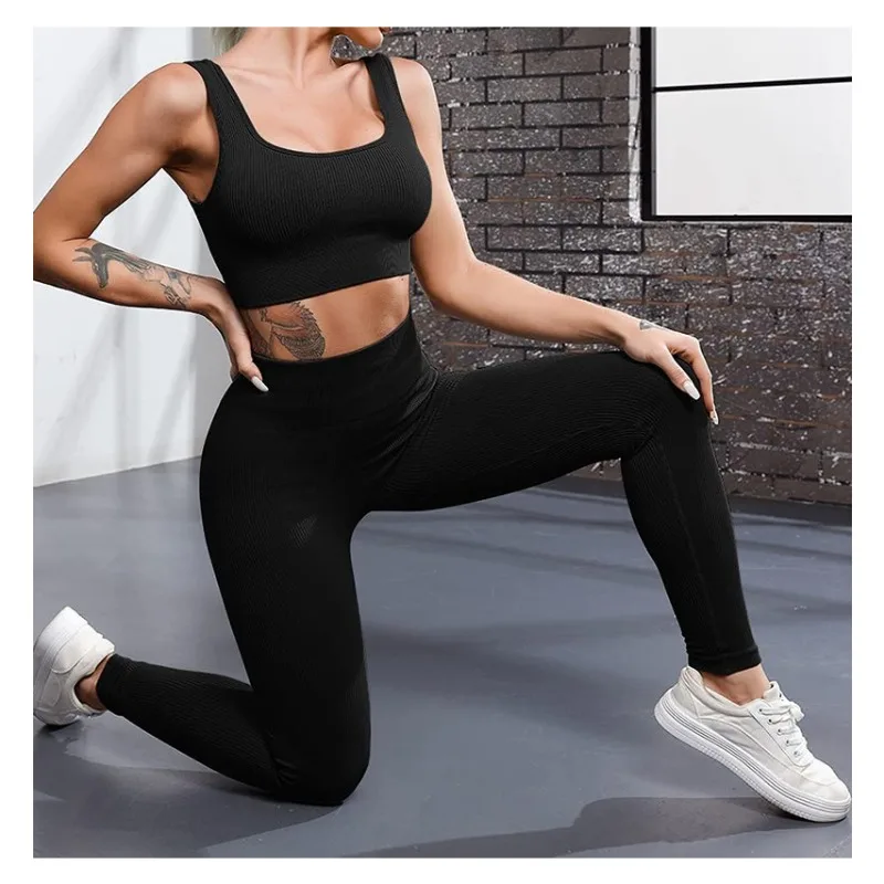 Thread Solid Leggings Women Seamless Knit Yoga Pants High Waist Hip Liftting Tights Fashion Slim Workout Running Sports Leggings thumbnail 3