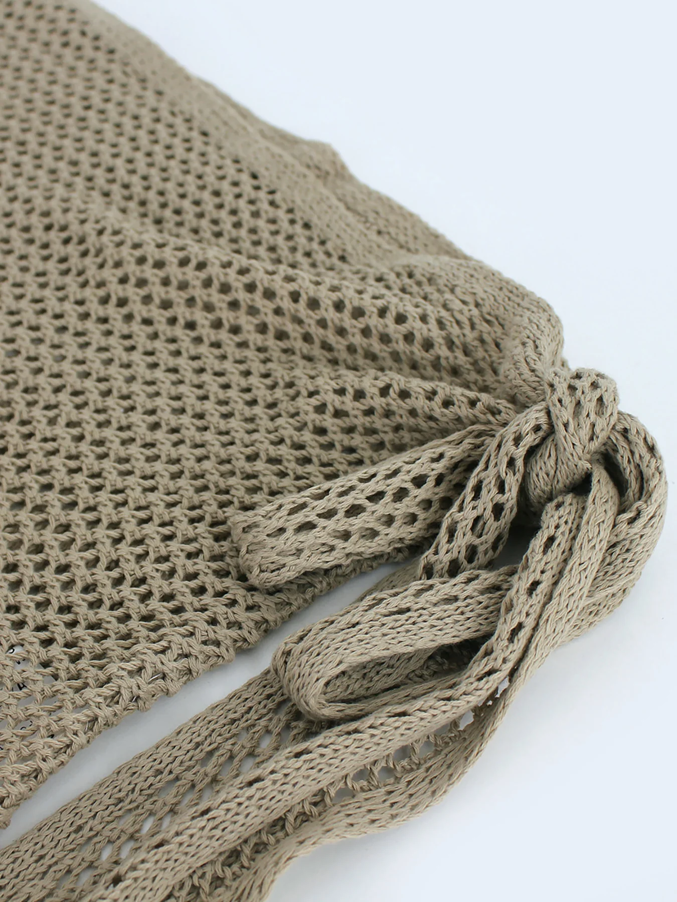 Women's Knitted Short Skirt with Hollow Straps and Slit, Sexy Beach Coverup Shirt for Summer thumbnail 3