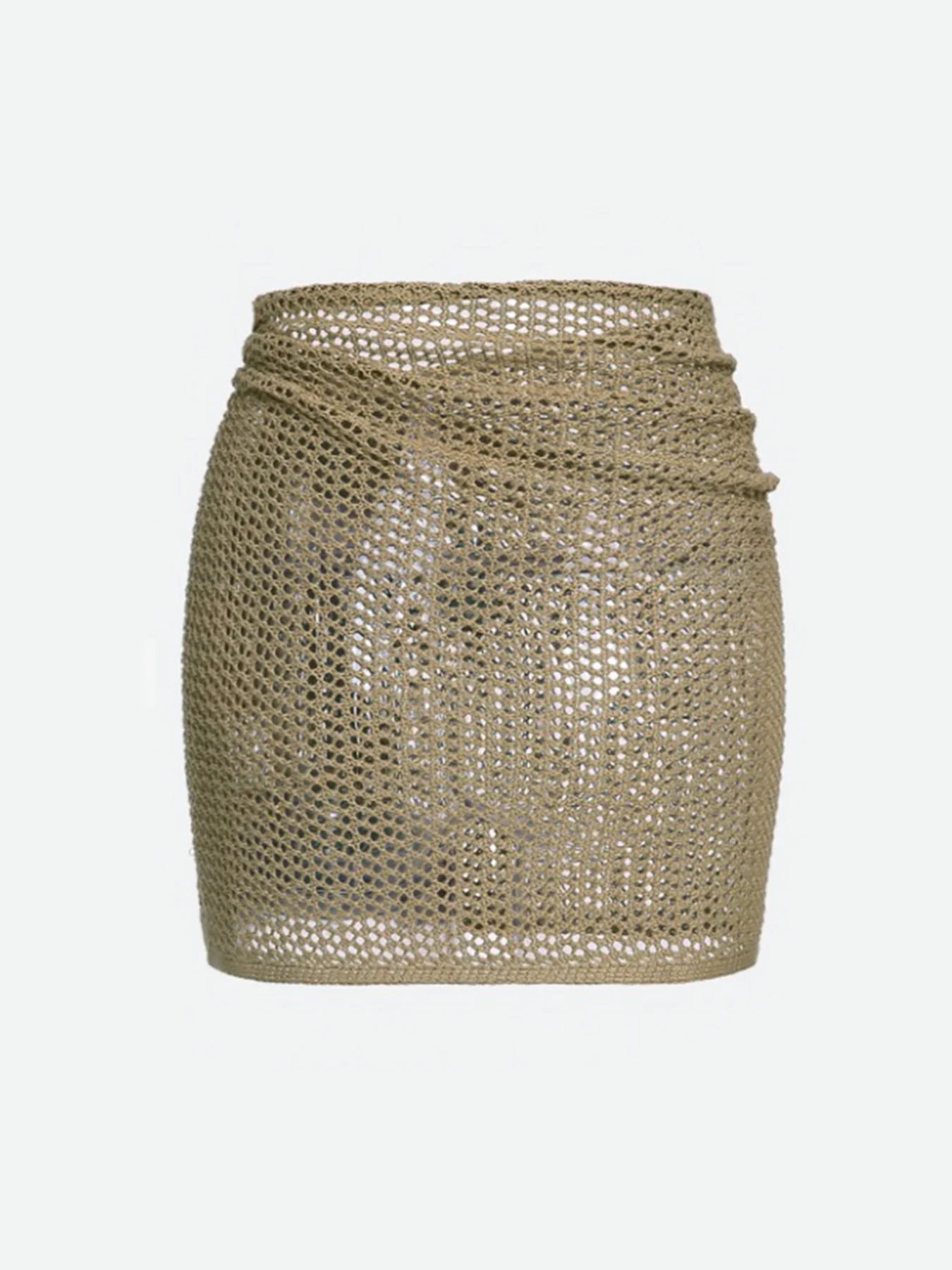 Women's Knitted Short Skirt with Hollow Straps and Slit, Sexy Beach Coverup Shirt for Summer thumbnail 2