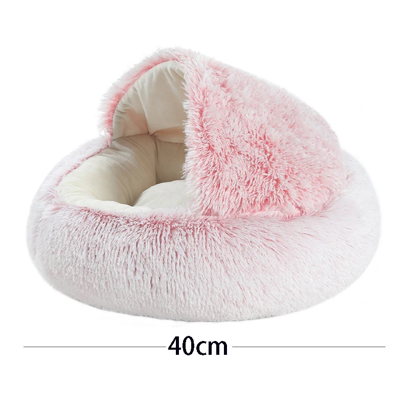 Cat Bed Pet Mattress Warm Soft Plush Pet Bed with Cover Round  Cat Dog  Sleeping Nest Cave for Small Dogs kitten thumbnail 4