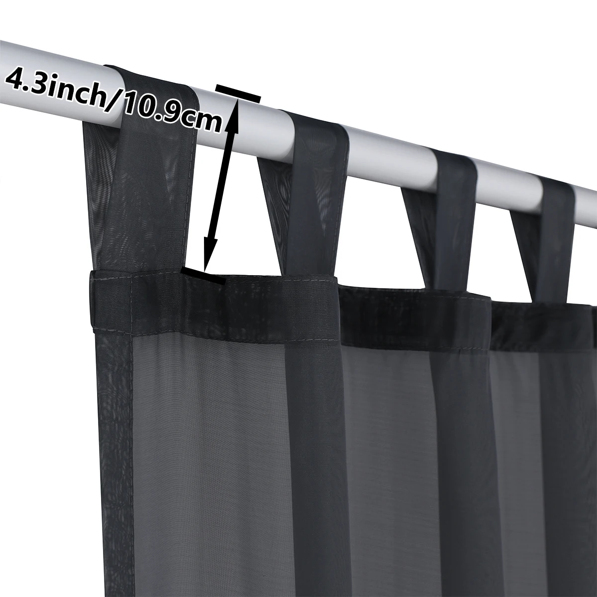 1PC, Outdoor Sheer Volie Curtain With Tab Top Transparent Polyester Fiber	 Waterproof Outdoor Curtain For Porch, Pergola, Cabin thumbnail 2