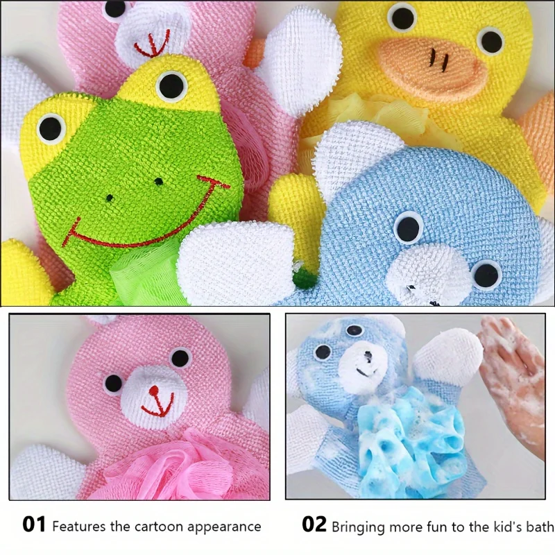 Cute Animal Bathing Gloves Kids Sponges for Bathing Loofah Gloves Shower Kids Body Scrub Hand Puppet Bath Wash Mitt Towel thumbnail 4