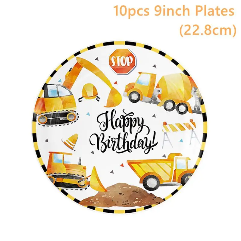 Excavator Truck Construction Party Plate Cup Tableware Happy Birthday Party Decor Kids Favor Boys Birthday Baby Shower Supplies thumbnail 3