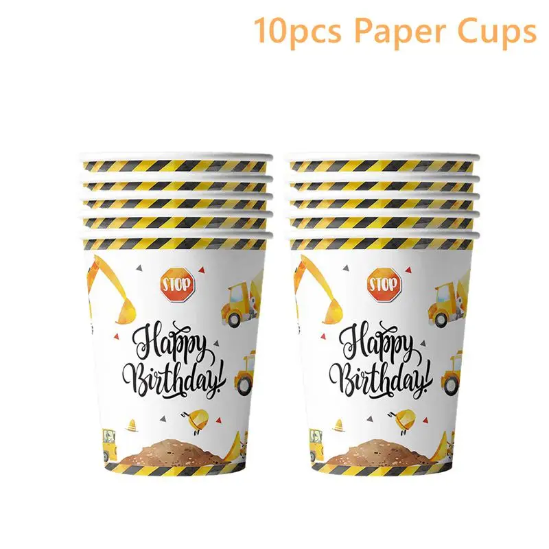 Excavator Truck Construction Party Plate Cup Tableware Happy Birthday Party Decor Kids Favor Boys Birthday Baby Shower Supplies thumbnail 4