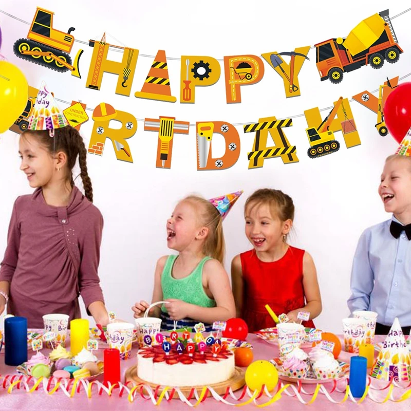 Excavator Truck Construction Party Plate Cup Tableware Happy Birthday Party Decor Kids Favor Boys Birthday Baby Shower Supplies thumbnail 5
