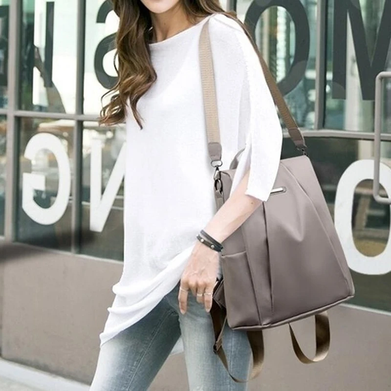 New Women's Multifunction Backpack Casual Nylon Solid Color School Bag For Girls Fashion Detachable Strap Travel Shoulder Bag thumbnail 2