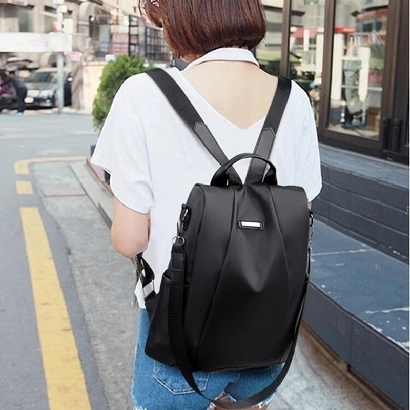 New Women's Multifunction Backpack Casual Nylon Solid Color School Bag For Girls Fashion Detachable Strap Travel Shoulder Bag thumbnail 3