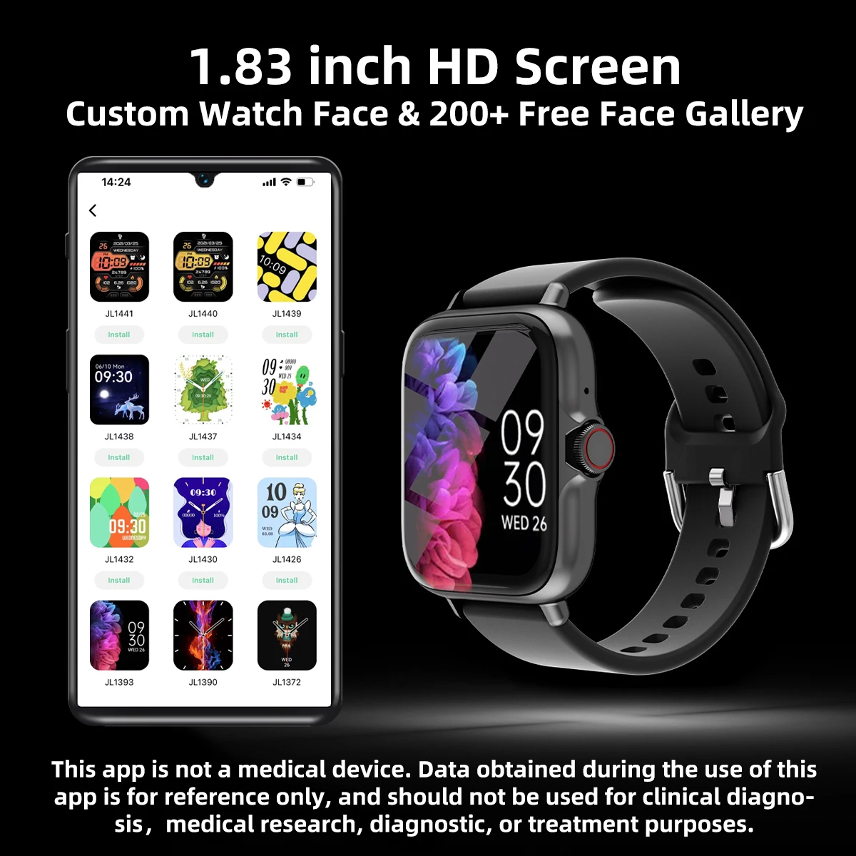 1.83'' Waterproof Smart Watch with Message Answer Call Sleep Monitoring Sports Pedometer Information Alerts For iPhone Android thumbnail 6