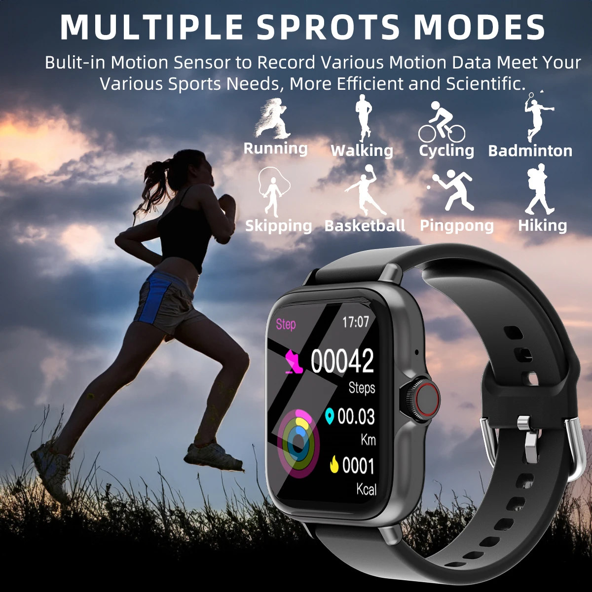 1.83'' Waterproof Smart Watch with Message Answer Call Sleep Monitoring Sports Pedometer Information Alerts For iPhone Android thumbnail 3