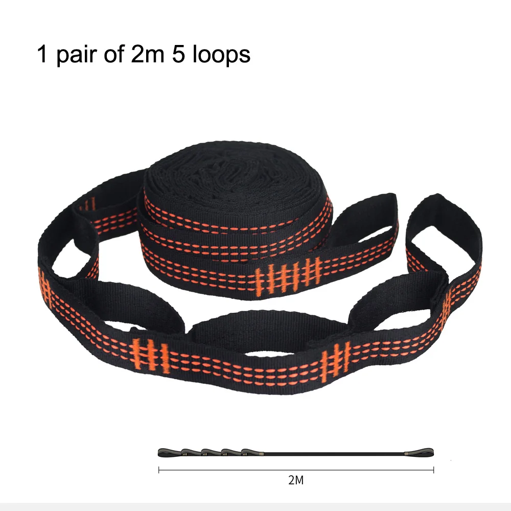 Pair of Special Reinforced Polyester Hammock Straps 2 Meters 5 Loops Adjustable Tree Hanging Belts Hammock Ropes thumbnail 2