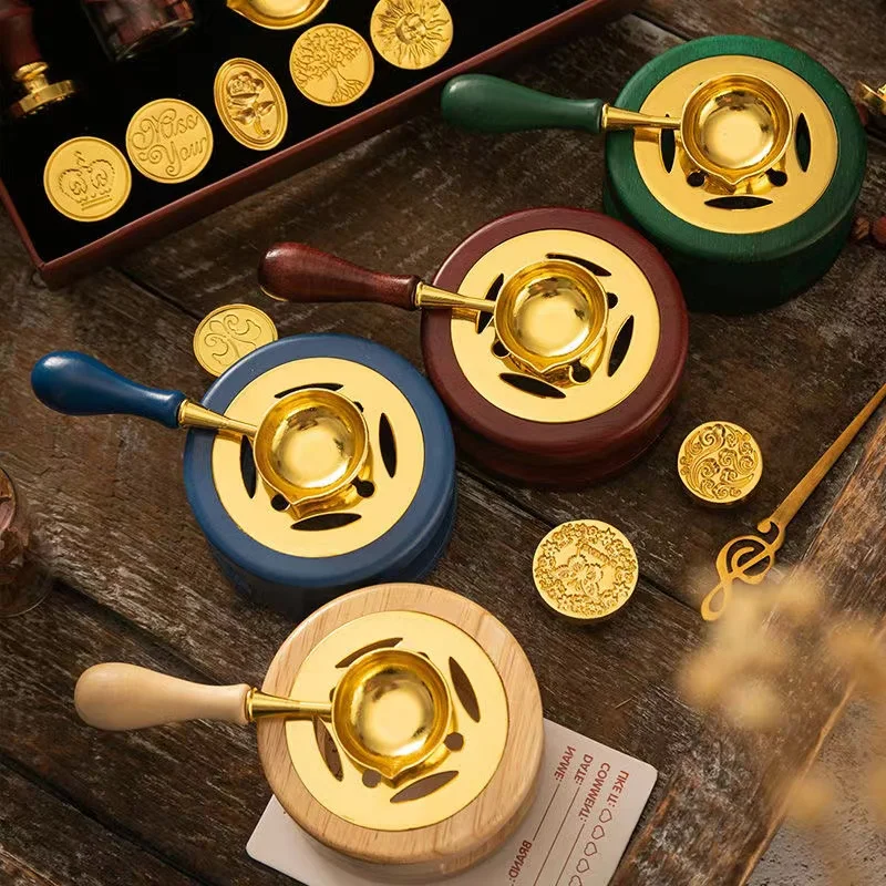 Sealing Wax 1 Set of Spoon Sealing Wax Furnace Stove Pot Seal Decorative Craft Gift Solid Wood Wax Stamp Craft Supplie SB002 thumbnail 5