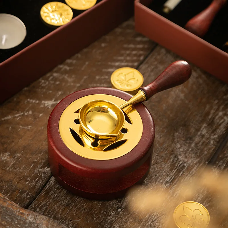 Sealing Wax 1 Set of Spoon Sealing Wax Furnace Stove Pot Seal Decorative Craft Gift Solid Wood Wax Stamp Craft Supplie SB002 thumbnail 6