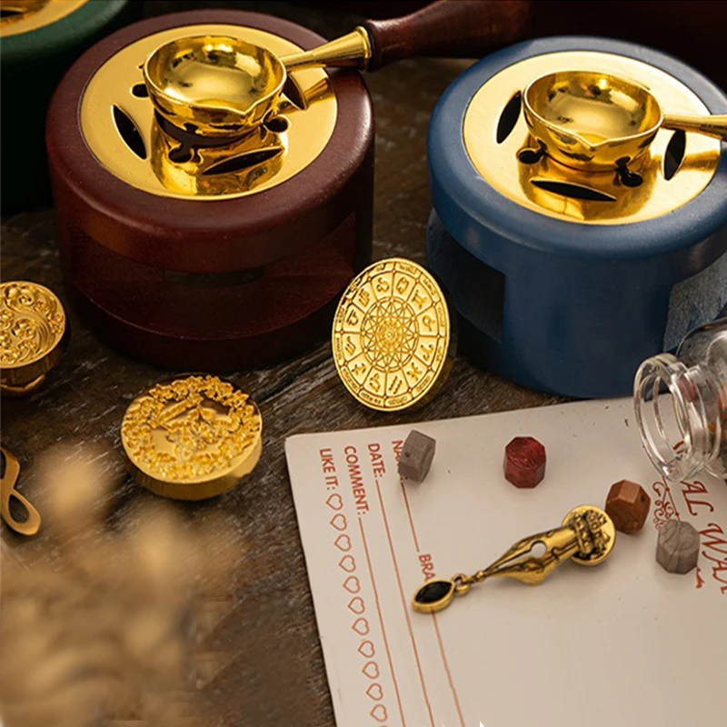 Sealing Wax 1 Set of Spoon Sealing Wax Furnace Stove Pot Seal Decorative Craft Gift Solid Wood Wax Stamp Craft Supplie SB002 thumbnail 3
