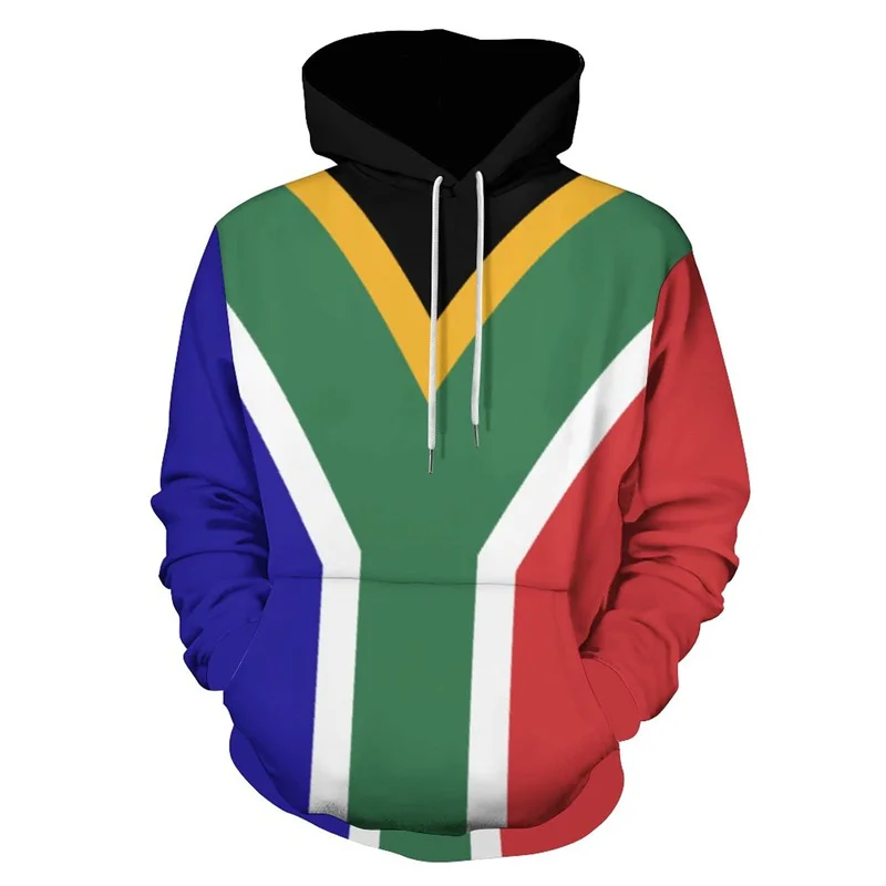 3D South Africa Flag Graphic Hoodies for Men Clothing America National Flag Long Sleeve Pullovers Spring Sweatshirts Coat Tops thumbnail 2