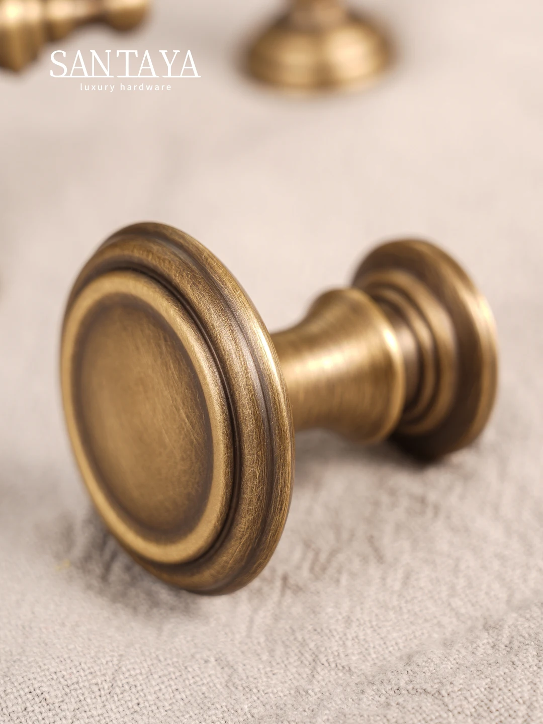 Santaya Solid Antique Brass Handle Bronze Wardrobe Door Drawer Knob Cabinet Luxury Antique Round Turret Copper Pulls thumbnail 6