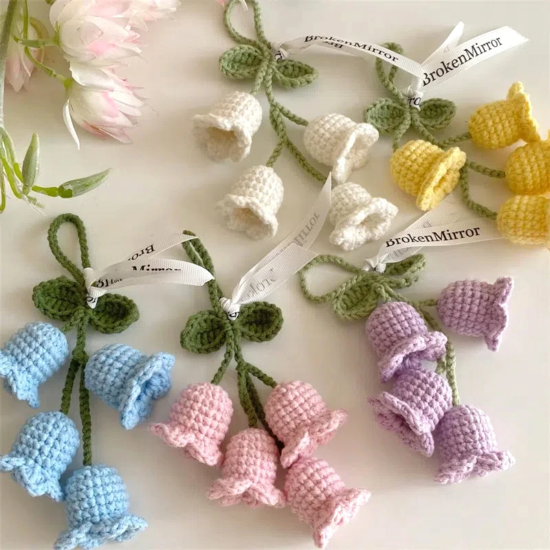 Lily Of The Valley Crochet Flowers  Multiple styles Keychain Artificial Flowers Hanging Decoration Car Pendant Knitted Flower