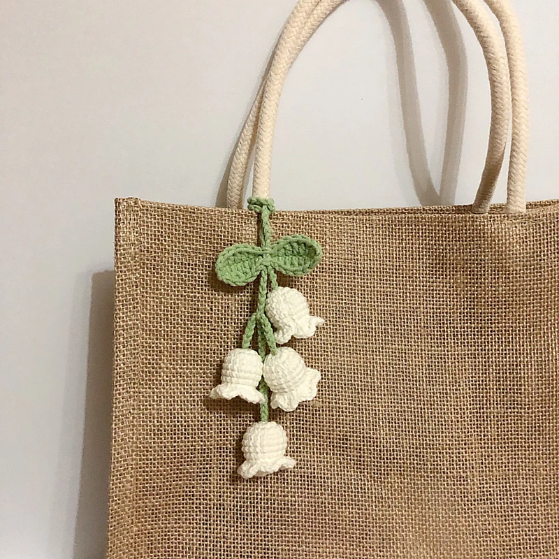 Lily Of The Valley Crochet Flowers  Multiple styles Keychain Artificial Flowers Hanging Decoration Car Pendant Knitted Flower thumbnail 6