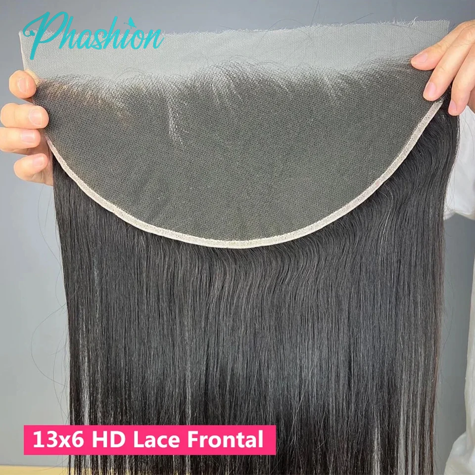 Phashion HD 13x6 13x4 Lace Frontal Straight Pre Plucked 4x4 5x5 6x6 Swiss Full Closure Only Natural Black 100% Remy Human Hair thumbnail 2
