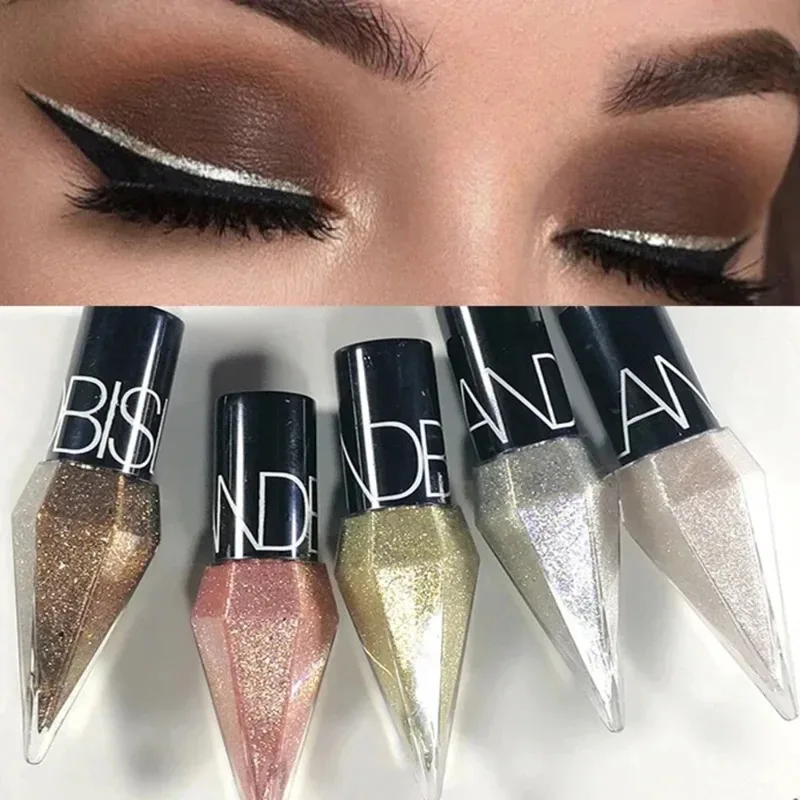 Diamond Shiny Eye Liners Eyeshadow Waterproof Silver Rose Gold Color Glitter Sequins Eyeliner Eye Shadow Makeup Beauty Cosmetics thumbnail 2