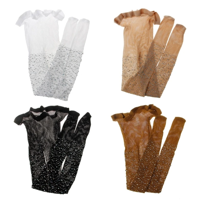 Blingbling Legging Mesh Socks for Rhinestone Hollow Out Pantyhose Solid Diamond Toddler Kids Little Girls Glitter Stocki