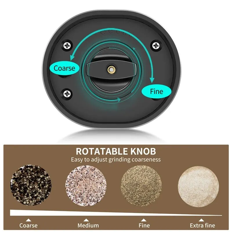 Electric Automatic Mill Pepper And Salt Grinder With LED Light Adjustable Coarseness Partner Manufacturers thumbnail 5